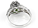 Green Chrome Diopside Rhodium Over Sterling Silver Ring 1.06ct