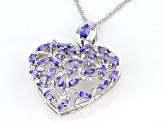 Blue Tanzanite Rhodium Over Sterling Silver Heart Shape Pendant With Chain 2.16ctw