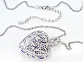 Blue Tanzanite Rhodium Over Sterling Silver Heart Shape Pendant With Chain 2.16ctw