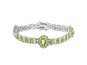 Picture of Green Peridot Rhodium Over Sterling Silver Bracelet 14.21ctw