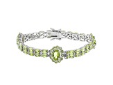 Green Peridot Rhodium Over Sterling Silver Bracelet 14.21ctw