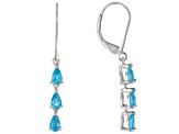 Blue Neon Apatite Rhodium Over Sterling Silver Drop Earrings 1.02ctw