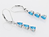 Blue Neon Apatite Rhodium Over Sterling Silver Drop Earrings 1.02ctw