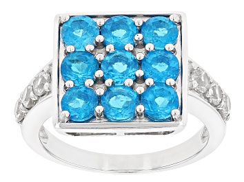 Picture of Blue Neon Apatite Rhodium Over Sterling Silver Ring 2.70ctw