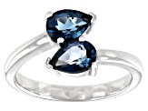 London Blue Topaz Rhodium Over Sterling Silver Ring 1.41ctw
