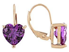 Purple Lab Created Sapphire 18k Rose Gold Over Silver Earrings 3.68ctw