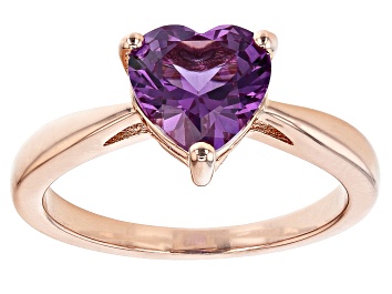 Picture of Purple Lab Created Sapphire 18k Rose Gold Over Silver Solitaire Ring 1.83ct
