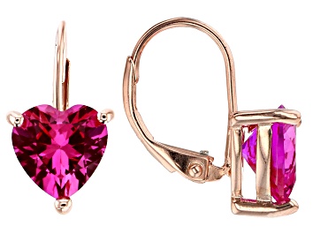 Picture of Pink Lab Created Sapphire 18k Rose Gold Over Sterling Silver Earrings 3.71ctw