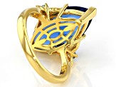 Blue Lab Created Spinel 18K Yellow Gold Over Sterling Silver Ring 6.64ctw