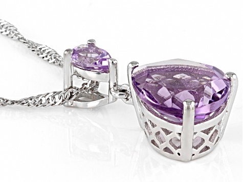 Lavender Amethyst Rhodium Over Sterling Silver Pendant With Chain 3.65ctw