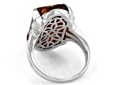 Orange Amber Rhodium Over Sterling Silver Solitaire Ring