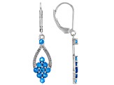 Blue Neon Apatite Rhodium Over Sterling Silver Dangle Earrings 1.45ctw