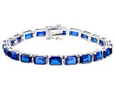 Blue Lab Created Spinel Rhodium Over Sterling Silver Bracelet 23.92ctw