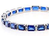 Blue Lab Created Spinel Rhodium Over Sterling Silver Bracelet 23.92ctw