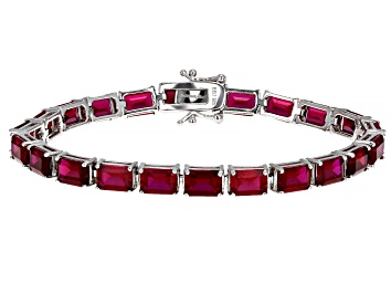 Picture of Red Lab Created Ruby Rhodium Over Sterling Silver Bracelet 25.91ctw
