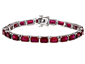 Red Lab Created Ruby Rhodium Over Sterling Silver Bracelet 25.91ctw