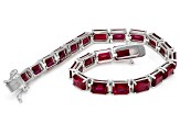 Red Lab Created Ruby Rhodium Over Sterling Silver Bracelet 25.91ctw