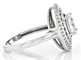Oval And Round White Zircon Rhodium Over Sterling Silver Ring 2.15ctw