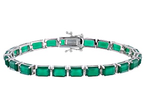 Green Onyx Rhodium Over Sterling Silver Tennis Bracelet
