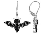 Black Rhodium Over Sterling Silver Bat Dangle Earrings 2.95ctw