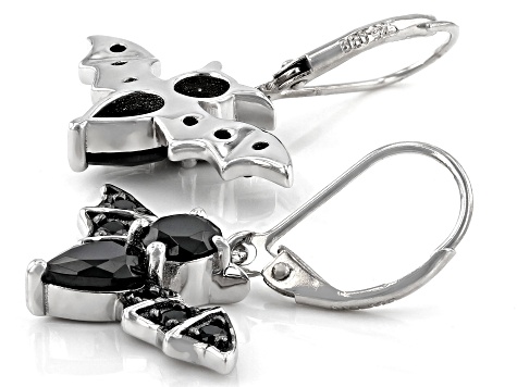 Black Rhodium Over Sterling Silver Bat Dangle Earrings 2.95ctw