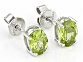 Green Peridot Sterling Silver Stud Earrings 1.30ctw