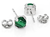 Green Malachite Platinum Over Sterling Silver Stud Earrings with Box