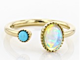Multicolor Ethiopian Opal  10k Yellow Gold Ring .76ct