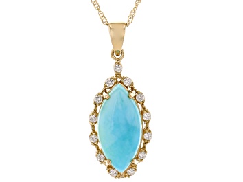 Picture of Blue Larimar 10k Yellow Gold Pendant With Chain .25ctw