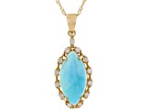 Blue Larimar 10k Yellow Gold Pendant With Chain .25ctw