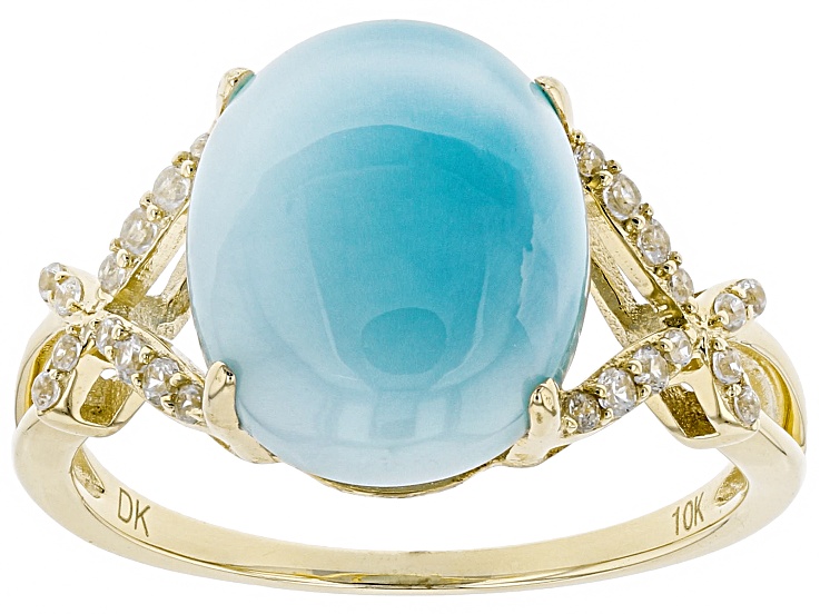 Blue Larimar 10k Yellow Gold Ring 1.09ctw