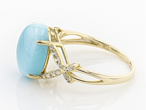 Blue Larimar 10k Yellow Gold Ring 1.09ctw