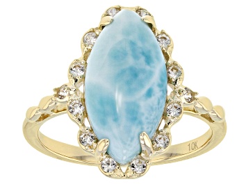 Picture of Blue Larimar Marquise 10k Yellow Gold Ring 16x8mm