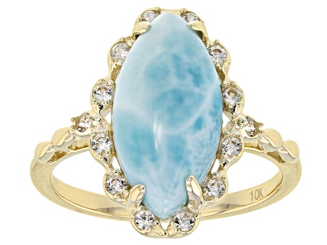 Blue Larimar Marquise 10k Yellow Gold Ring 16x8mm