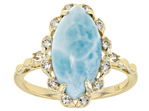 Blue Larimar Marquise 10k Yellow Gold Ring 16x8mm