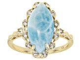 Blue Larimar Marquise 10k Yellow Gold Ring 16x8mm