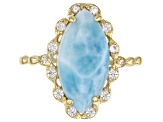 Blue Larimar Marquise 10k Yellow Gold Ring 16x8mm