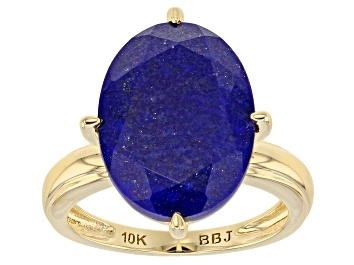 Picture of Blue Oval Lapis Lazuli 10k Yellow Gold Solitaire Ring