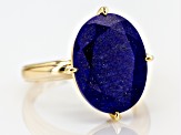 Blue Oval Lapis Lazuli 10k Yellow Gold Solitaire Ring