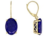 Blue Lapis Lazuli 10k Yellow Gold Dangle Earrings