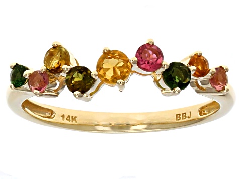 Multi-Tourmaline 14k Yellow Gold Ring .45ctw