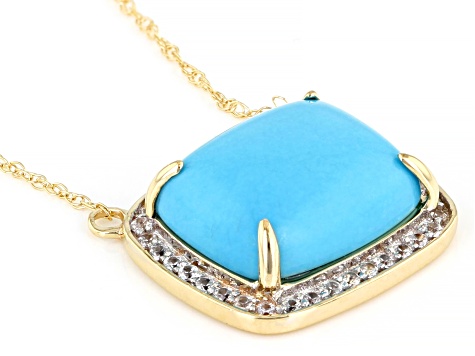 Blue Sleeping Beauty Turquoise 14k Yellow Gold Necklace .28ctw