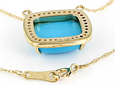 Blue Sleeping Beauty Turquoise 14k Yellow Gold Necklace .28ctw