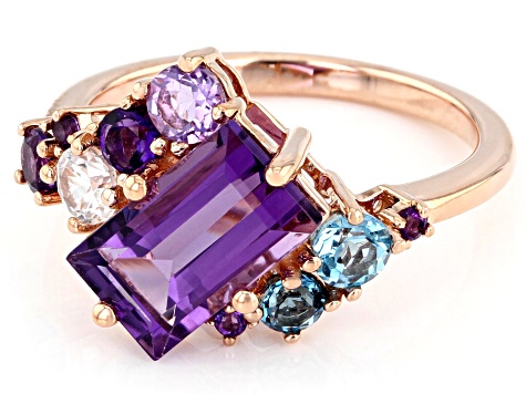 Purple Amethyst 14k Rose Gold Ring 3.04ctw