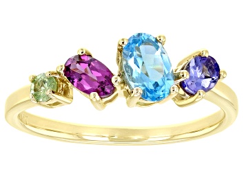 Picture of Mixed Gemstone 14k Yellow Gold Ring .94ctw