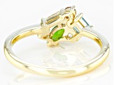 Mixed Gemstone 10k Yellow Gold Cluster Ring .56ctw