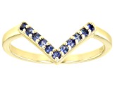 Blue Sapphire 10k Yellow Gold Chevron Band Ring .16ctw