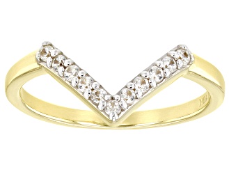 White Zircon, 10k Yellow Gold Chevron Band Ring  .19ctw