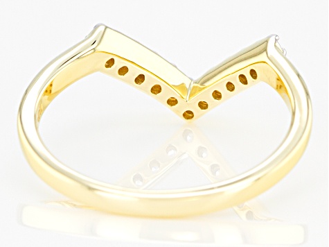 White Zircon, 10k Yellow Gold Chevron Band Ring  .19ctw
