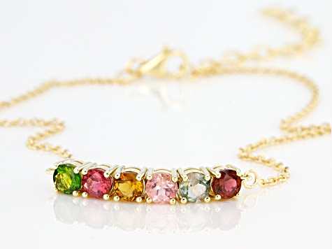 Multi Tourmaline 10k Yellow Gold Bracelet 1.39ctw